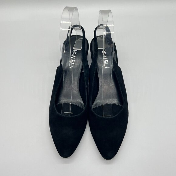 Vaneli Womens Size 6.5 Black Suede Leather Slingback Low Pumps Heels Shoes - Picture 3 of 12